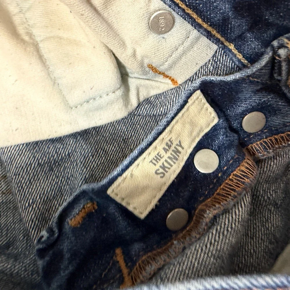 VTG Abercrombie & Fitch Skinny Jeans 31x32 Distressed 100% Cotton Y2K Button Fly